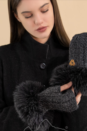 Adriana fingerløse handsker m. pels